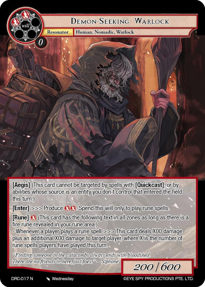 Demon-Seeking Warlock (DRC-017 N) [Descent into the Raven's Catacombs]