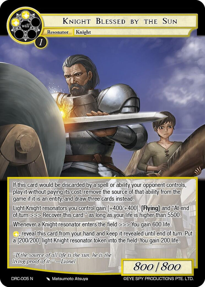 Knight Blessed by the Sun (DRC-005 N) [Descent into the Raven's Catacombs]